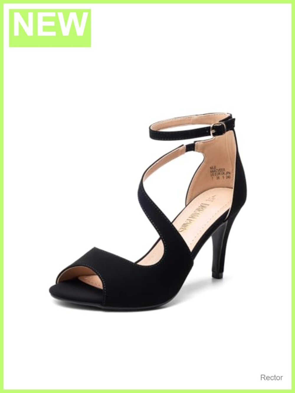 Elegant Open Toe Stiletto Heels Strappy Ankle Strap Dress Sandals Faux Leather